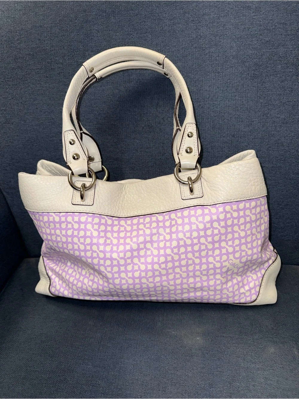 Coach Penelope Op Art Leather Large Tote model 13453 (purple) - Picture 2 of 7